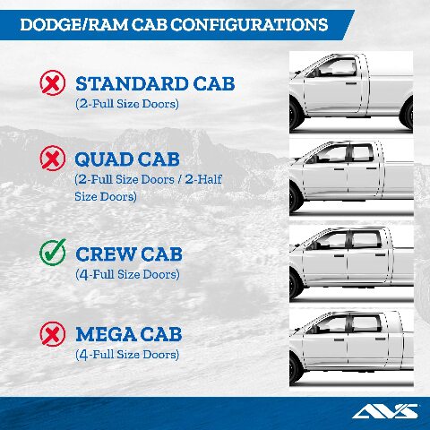Auto Ventshade [AVS] Outside Mount Rain Guards Compatible with -  Dodge Ram 1500;  - 2009 Dodge Ram 2500/3500 Mega Cab | Window Vent Visors, 4 pcs. - Smoke | 94845 2008