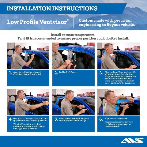Auto Ventshade [AVS] Low Profile Rain Guards Compatible with Dodge Ram 1500, (19-24 Classic Body Only)  Ram 2500/3500 Crew/Mega Cabs | Window Vent Visors, 4 pcs. - Dark Smoke | 994004 2010-2025
