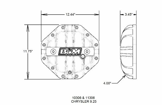 B&M 11306 Cast Aluminum Differential Cover for Chrysler 9.25" - Black