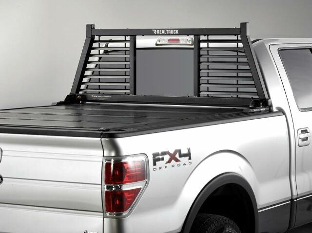 RealTruck Backrack Half Louvered Rack Frame Only | Black, No Drill | 147LV | Compatible with Ford F-250/F-350/F-450;  Ford F-550 2017-2025