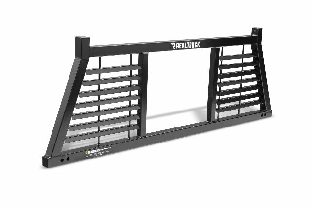 RealTruck Backrack Half Louvered Rack Frame Only | Black, No Drill | 148LV | 2001-2025 Chevrolet/GMC Silverado/Sierra 2500/3500HD; 2017-2025 Dodge RAM 1500/2500/3500; 2004-2025 Nissan Titan & Others