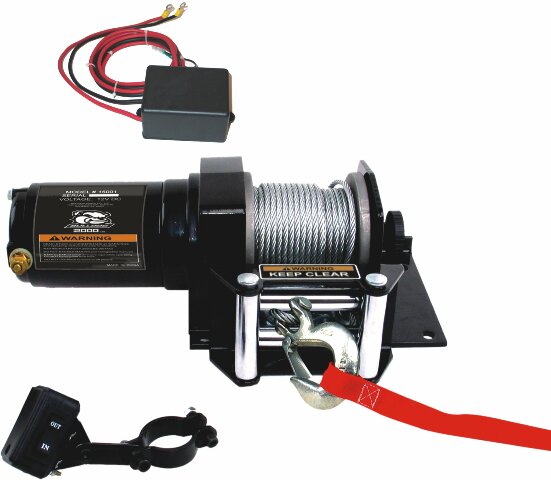 BULLDOG Winch 15001 Winch (2000lb ATV with Mini-Rocker Switch, Mounting Channel, Roller Fairlead, 50 ft. Wire Rope)