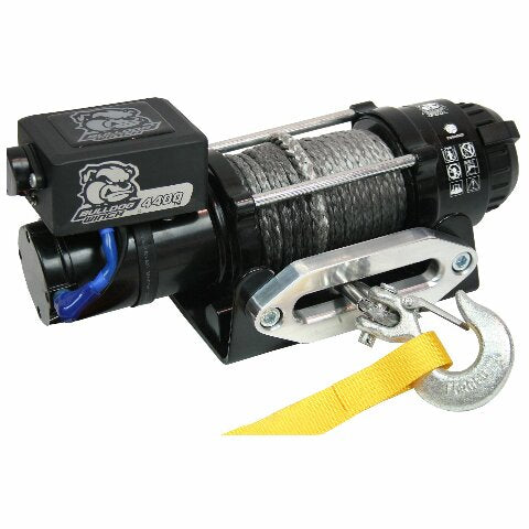 BULLDOG Winch 15020 Trailer Winch (4400lb Trailer/Utility with 50 Ft. Synthetic Rope, CNC Billet Aluminum Hawse Fairlead, Mounting Plate, Low Profile), 1 Pack