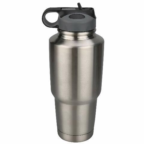 Bulldog Winch 80052-30oz 304 Stainless Tumbler Double Wall W/Screw On Flip Up Straw Lid