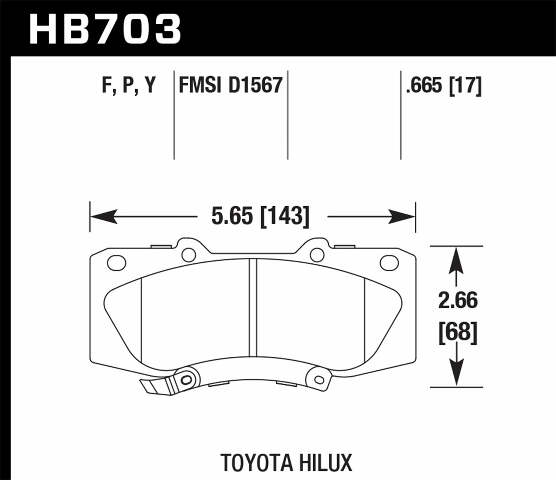 Hawk Performance HB703Y.665 LTS Disc Brake Pad Fits 05-13 Hilux