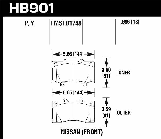 Hawk Performance HB901Y.696 LTS Disc Brake Pad Fits 15-16 Patrol (Australia)