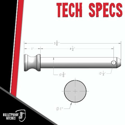 Corrosion-Resistant 5/8" Pins Compatible with BulletProof Hitches (Sold as Pair), Stainless Steel with Electroless Nickel Plating (Rated to 36,000lbs)
