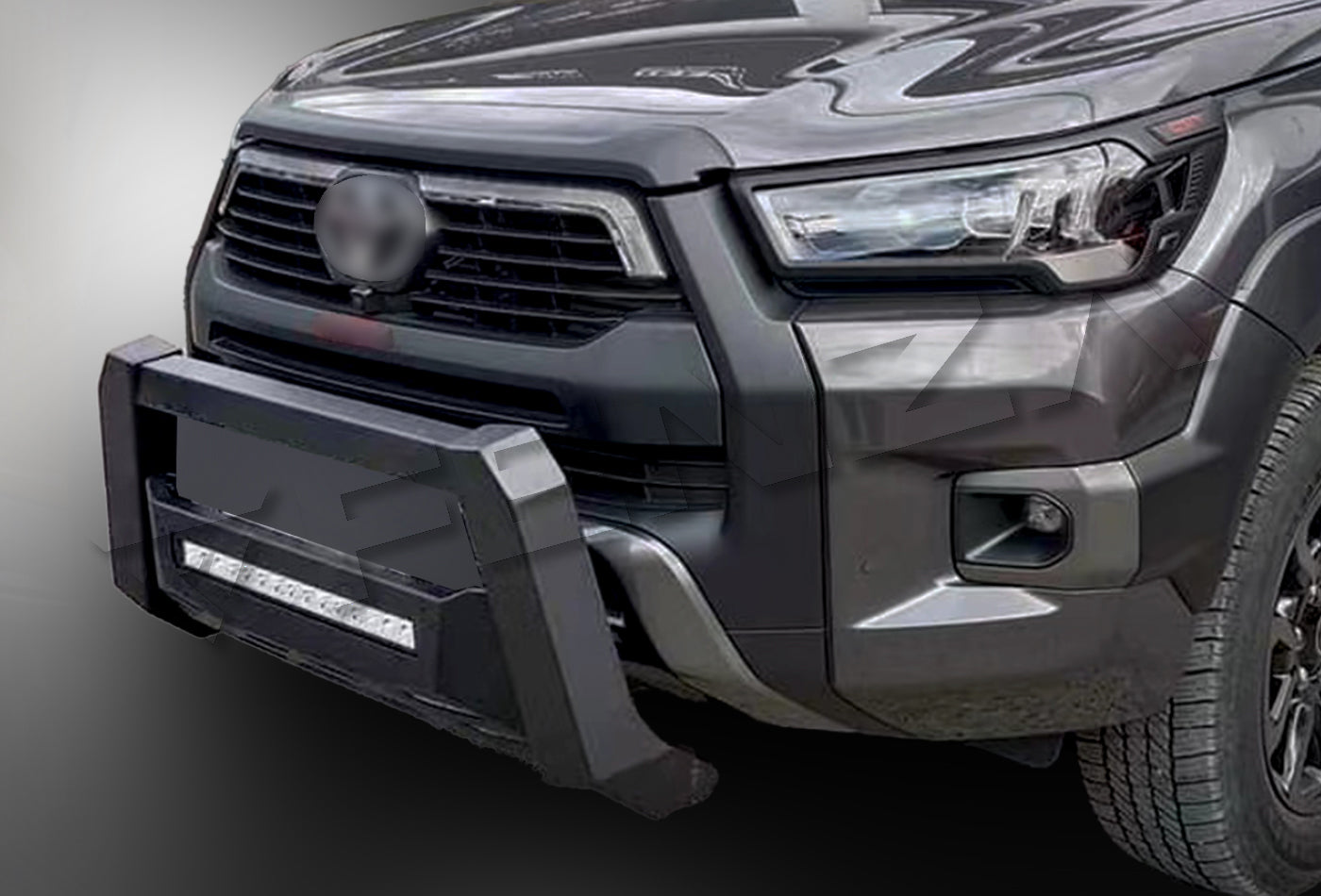 Front Bumper Guard + Skid Plate & Led Lights Compatible With Toyota Hilux 21+