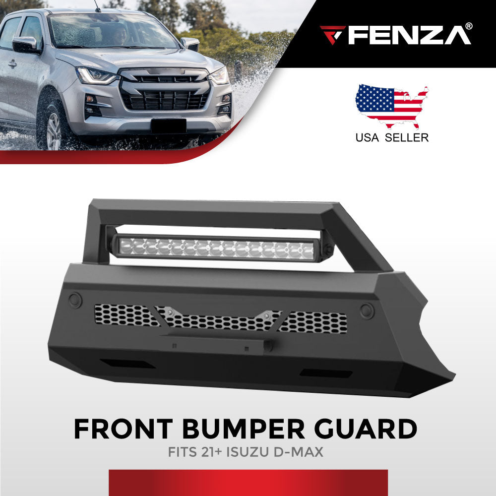 FENZA Metal Front Bumper Guard + LED Bar for 21+ Isuzu D-Max