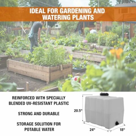 RomoTech 82123909 Horizontal Square Reservoir Water Tank, 30 gallon, Made In The USA, Poly Tank Compatible with Water and Non-Flammable Liquids, Rust and Corrosion Proof