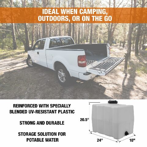 RomoTech 82123909 Horizontal Square Reservoir Water Tank, 30 gallon, Made In The USA, Poly Tank Compatible with Water and Non-Flammable Liquids, Rust and Corrosion Proof