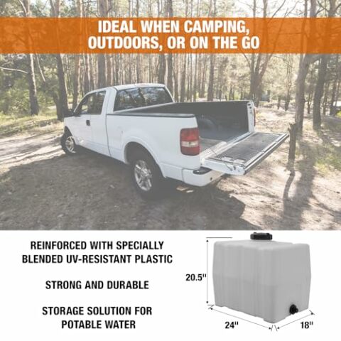 RomoTech 82123909 Horizontal Square Reservoir Water Tank, 30 gallon, Made In The USA, Poly Tank Compatible with Water and Non-Flammable Liquids, Rust and Corrosion Proof