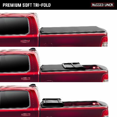 Rugged Liner Premium Soft Folding Truck Bed Tonneau Cover | FCTUN6514 | Compatible with -  Toyota Tundra (with or w/o utility track) 6' 7" Bed (78.7") 2022