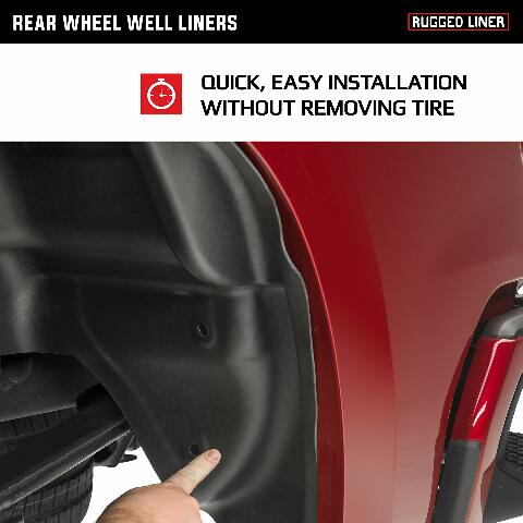 Rugged Liner Rear Wheel Well Liner | WWC14 | Compatible with , 19 Ltd/Lgcy Chevy Silverado 1500,  2500/3500HD (Will not Compatible with dually or w/5th Wheel), Black 2015-19
