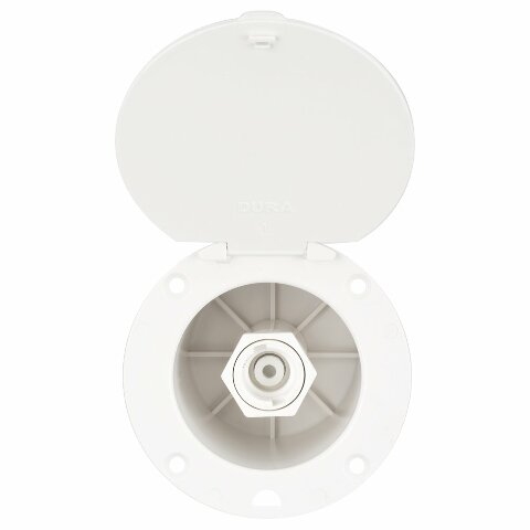 Dura Faucet DF-SA184-WT Outdoor Exterior Utility Spray Dock Port with Quick Connect Hookup (White)