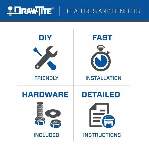 Draw-Tite 75237 Class 3 Trailer Hitch, 2 Inch Square Receiver, Compatible with Toyota Sienna 2004-2020
