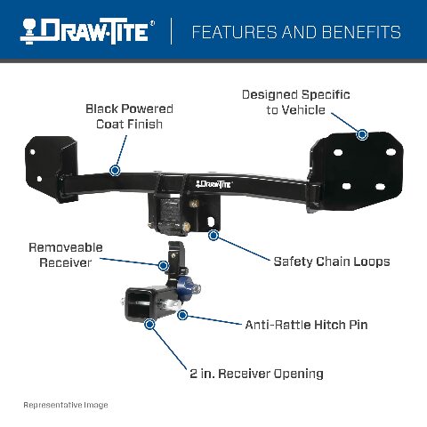 Draw-Tite Hidden Hitch 76905, Hidden Hitch Completely Hidden Trailer Hitch 2 Inch Removable Receiver, Compatible with Lexus RX350 and  Lexus RX450h 2016-2022