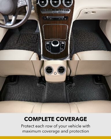 3D MAXpider Custom Compatible with Bucket Seats Kagu Floor Mat (Black, No Rear Carpet Storage) Compatible with Gmc Sierra / Chevrolet Silverado 1500 Crew Cab  / 2500Hd / 3500Hd Crew Cab  - R1 R2 2020-2025