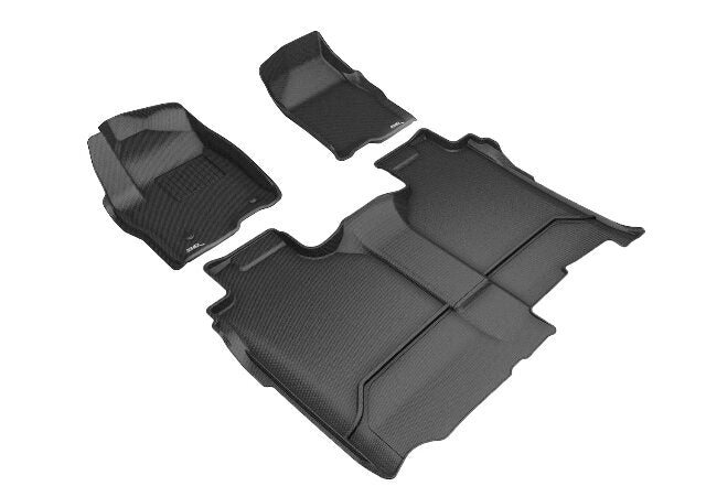 3D MAXpider Custom Compatible with Bucket Seats Kagu Floor Mat (Black, No Rear Carpet Storage) Compatible with Gmc Sierra / Chevrolet Silverado 1500 Crew Cab  / 2500Hd / 3500Hd Crew Cab  - R1 R2 2020-2025