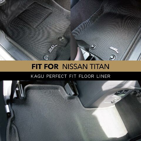 3D MAXpider Custom Compatible with Kagu Floor Mat (Black) Compatible with Nissan Titan Crew CAB  - Full Set 2016-2023