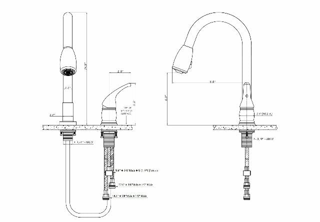 Dura Faucet DF-NMK503-SN RV Pull-Down Kitchen Sink Faucet with Side Lever (Brushed Satin Nickel)