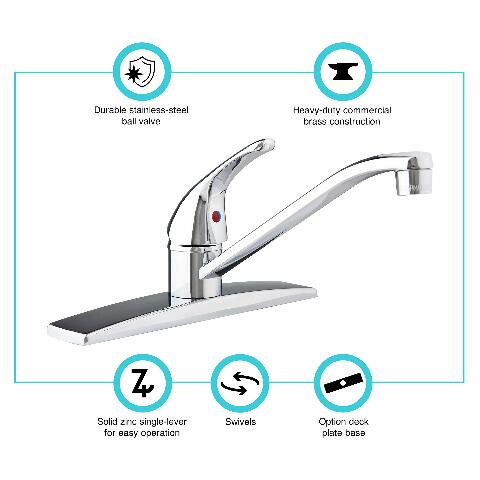 Dura Faucet DF-NMK600-CP RV Swivel Kitchen Sink Faucet (Chrome)