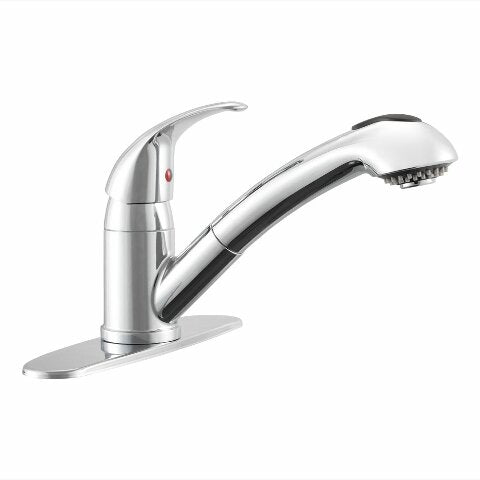 Dura Faucet DF-NMK852-CP RV Pull-Out Swivel Single Handle Kitchen Sink Faucet - One-Hole (Chrome)