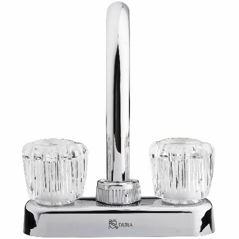 Dura Faucet DF-PB150A-CP RV Swivel Bar Faucet with Clear Acrylic 2-Knobs - 6-inch Spout (Chrome)