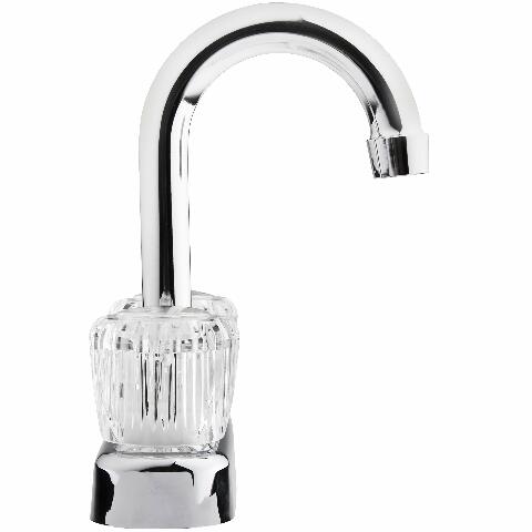 Dura Faucet DF-PB150A-CP RV Swivel Bar Faucet with Clear Acrylic 2-Knobs - 6-inch Spout (Chrome)
