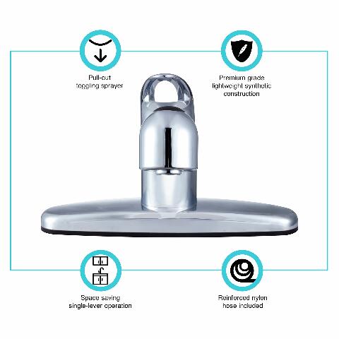 Dura Faucet DF-PK100-CP RV Non-Metallic Pull-Out Kitchen Sink Faucet - Single Handle (Chrome)