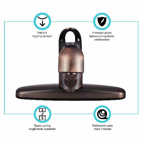 Dura Faucet DF-PK100-ORB Non-Metallic Pull-Out RV Kitchen Sink Faucet - Single Handle (Oil Rubbed Bronze)