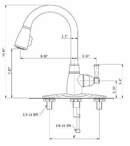 Dura Faucet DF-PK160-CP RV Non-Metallic Pull-Down Kitchen Sink Faucet (Chrome)