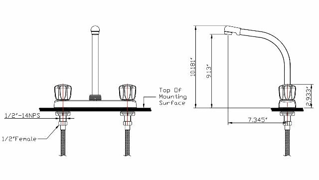 Dura Faucet DF-PK210S-BQ Hi-Rise RV Kitchen Sink Faucet with Smoked Acrylic Knobs (Bisque Parchment)