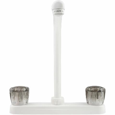 Dura Faucet DF-PK210S-WT Hi-Rise RV Kitchen Sink Faucet with Smoked Acrylic Knobs (White)