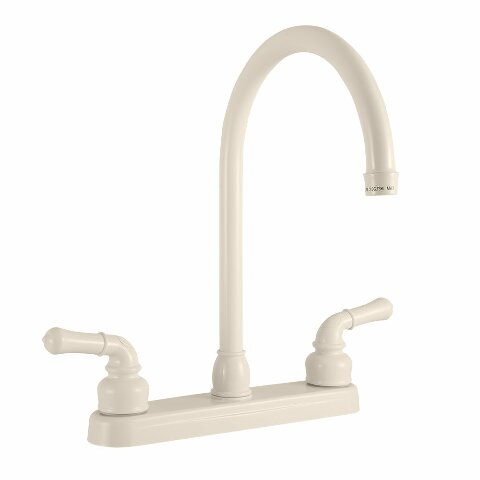 Dura Faucet DF-PK330HC-BQ RV J-Spout Kitchen Sink Faucet (Bisque Parchment)