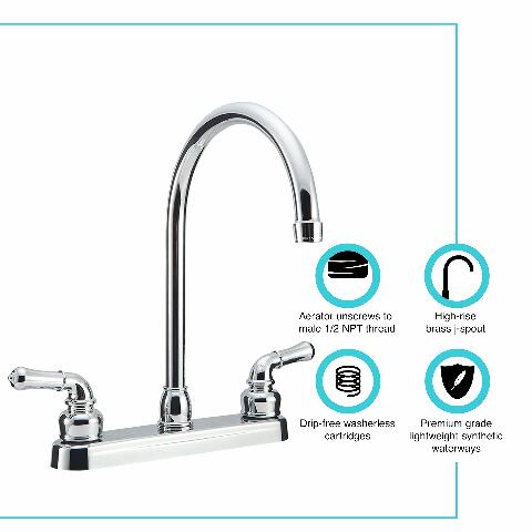 Dura Faucet DF-PK330HC-CP RV J-Spout Kitchen Sink Faucet (Chrome)