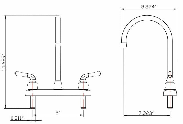 Dura Faucet DF-PK330HC-SN RV J-Spout Kitchen Sink Faucet (Brushed Satin Nickel)