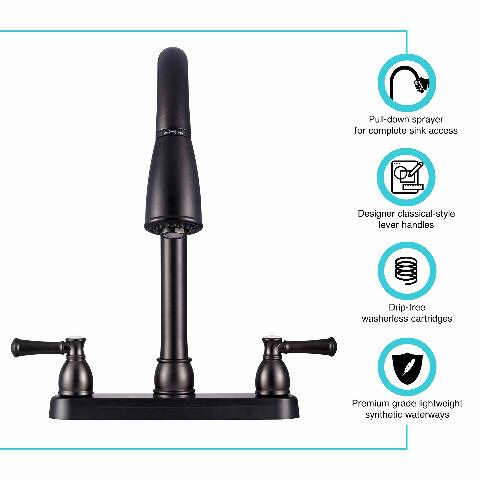 Dura Faucet DF-PK350L-VB Low Weight Metallic Plating over ABS Plastic Resin Two-Handle Pull-Down RV Kitchen Sink Faucet (Venetian Bronze)