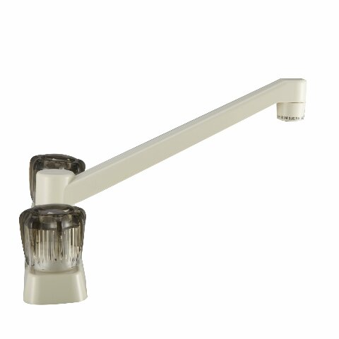 Dura Faucet DF-PK600S-BQ RV Kitchen Sink Faucet with Smoked Acrylic Knobs (Bisque Parchment)