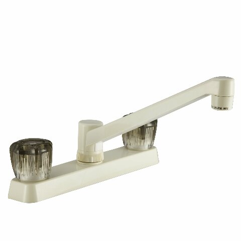 Dura Faucet DF-PK600S-BQ RV Kitchen Sink Faucet with Smoked Acrylic Knobs (Bisque Parchment)