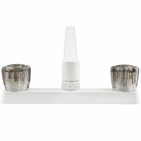 Dura Faucet (DF-PK600S-WT) RV Kitchen Sink Faucet with Smoked Acrylic Knobs (White)
