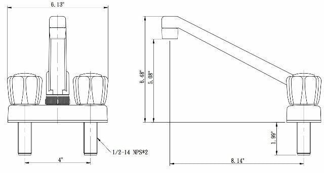 Dura Faucet DF-PK640S-WT RV Swivel Kitchen, Galley, or Bar Faucet with Smoked Acrylic Knobs (White)