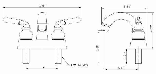 Dura Faucet DF-PL620C-CP RV Bathroom Sink Faucet - Smooth Turning 2-Lever (Chrome)