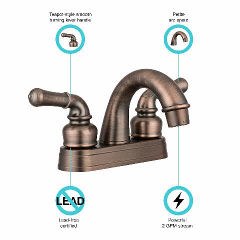 Dura Faucet DF-PL620C-ORB RV Bathroom Sink Faucet - Smooth Turning 2-Lever (Oil Rubbed Bronze)