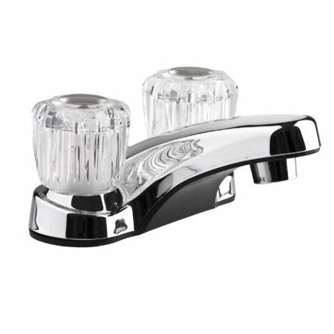 Dura Faucet DF-PL700A-CP RV Bathroom Sink Faucet with Clear Acrylic Knobs - 2-Handle (Chrome)