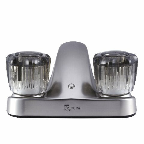 Dura Faucet DF-PL700S-SN RV Bathroom Faucet with Smoked Acrylic Knobs (Brushed Satin Nickel)