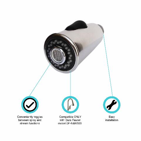 Dura Faucet DF-RK820-SN RV Kitchen Sink Faucet Toggling Pull-Down Sprayer Replacement (Brushed Nickel)