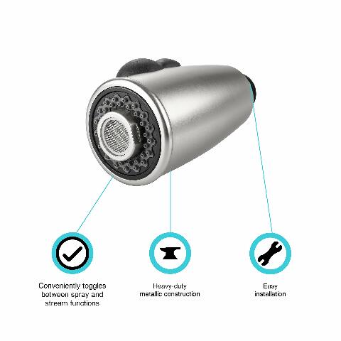 Dura Faucet DF-RK821-SN RV Pull-Down Kitchen Faucet Sprayer Head Replacement Compatible with Models DF-PK350 and DF-PK160 (Brushed Satin Nickel)