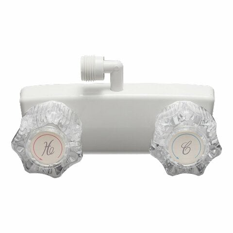 Dura Faucet DF-SA100A1-WT RV Shower Faucet Valve Diverter with 2-Knobs Compatible with Exterior Shower Boxes (White)