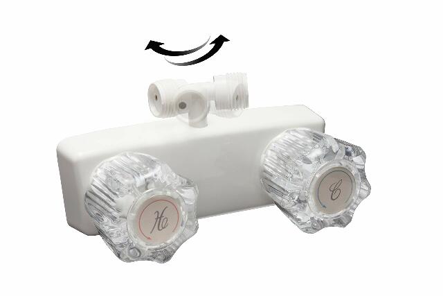 Dura Faucet DF-SA100A1-WT RV Shower Faucet Valve Diverter with 2-Knobs Compatible with Exterior Shower Boxes (White)